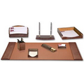 Brown 8-Piece Crocodile Embossed Leather Desk Set